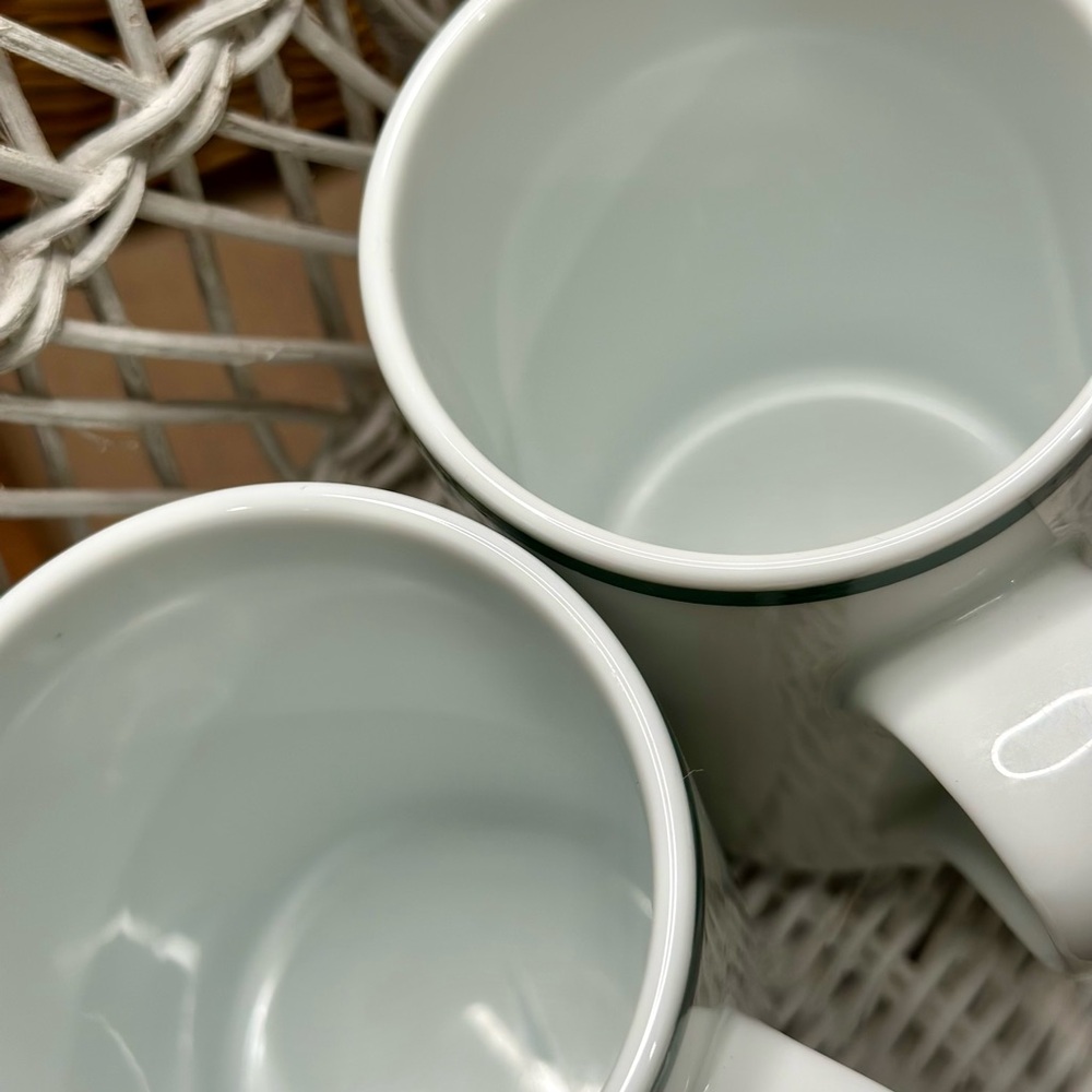 2 Dansk Christianshavn Green Stripe 12oz Porcelain Bistro Mugs - Picture 4 of 7
